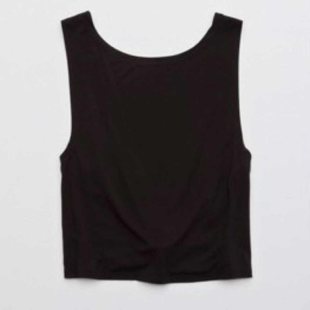 AE Aerie OFFLINE Thumbs Up Twist Cropped Tank sz XL Black